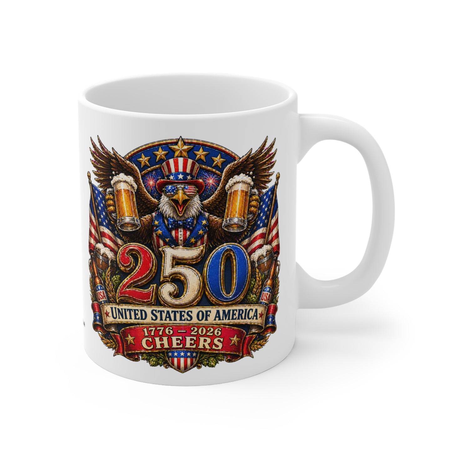 250th Anniversary Patriotic Mug — “25 Cheers” USA Eagle Beer Stein Design