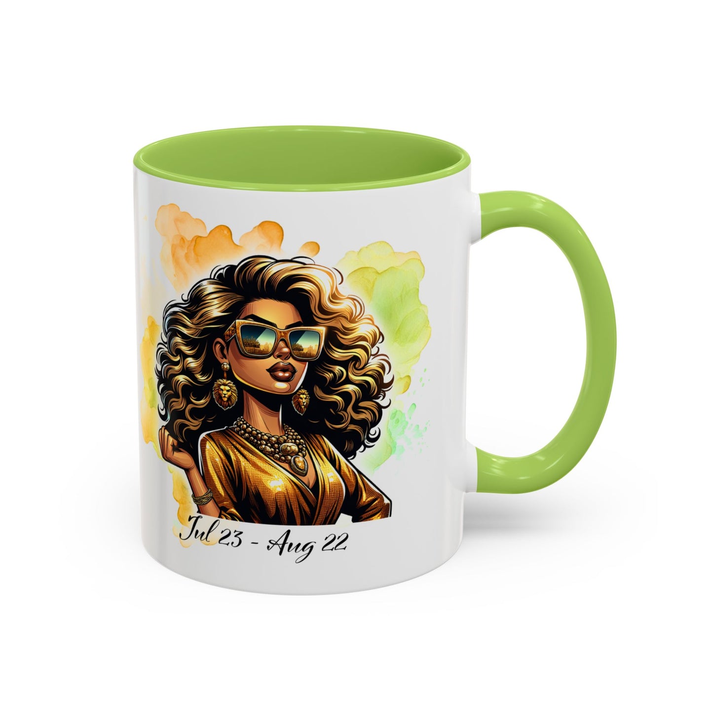 Leo Zodiac Coffee Mug — "I Am the Sun" Afro Woman Design (July 23–Aug 22)