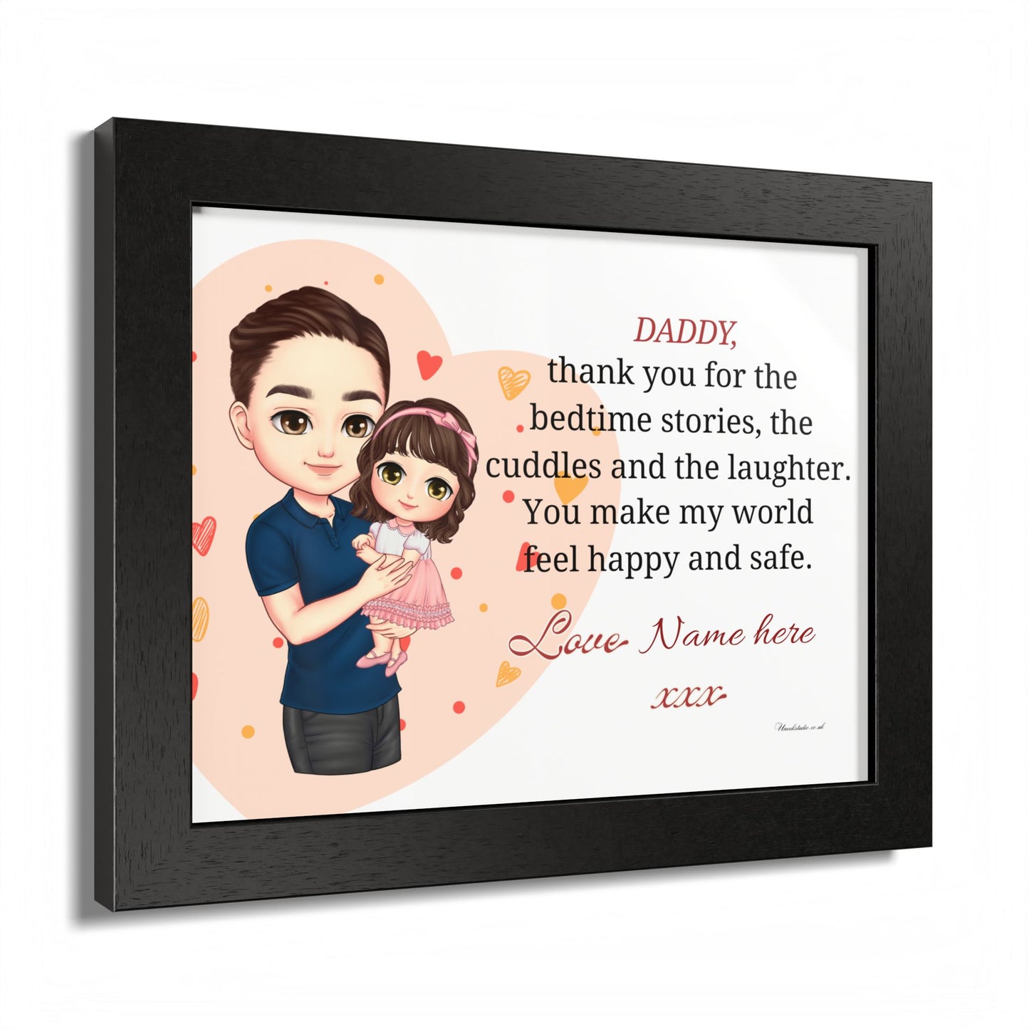 Personalized "Daddy" Framed Poster — Thank You For The Bedtime Stories (Custom Name)