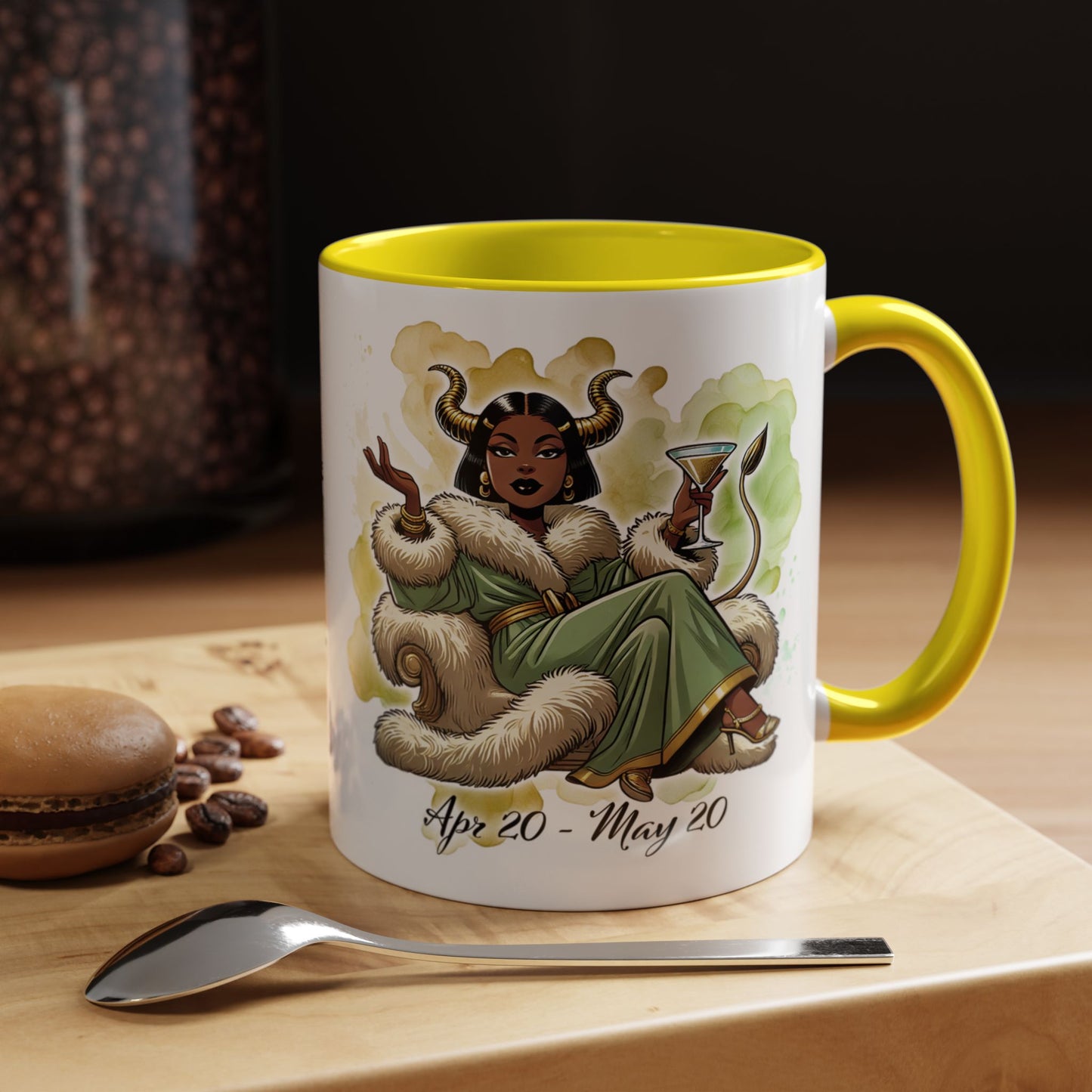 Taurus Coffee Mug — Zodiac Horoscope Mug with 'Apr 20 - May 20' Illustration