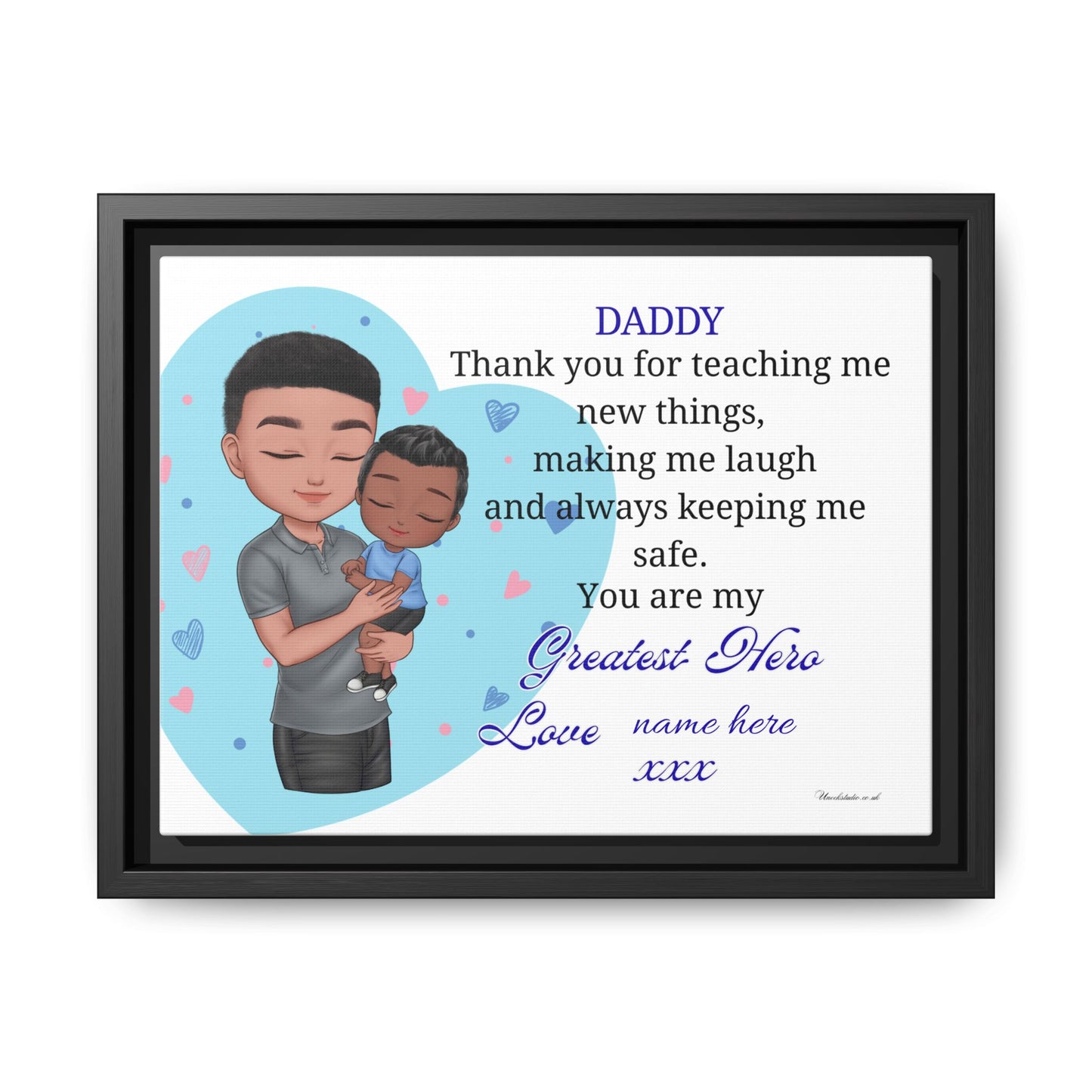 Personalized "Daddy — You Are My Greatest Hero" Framed Canvas Print