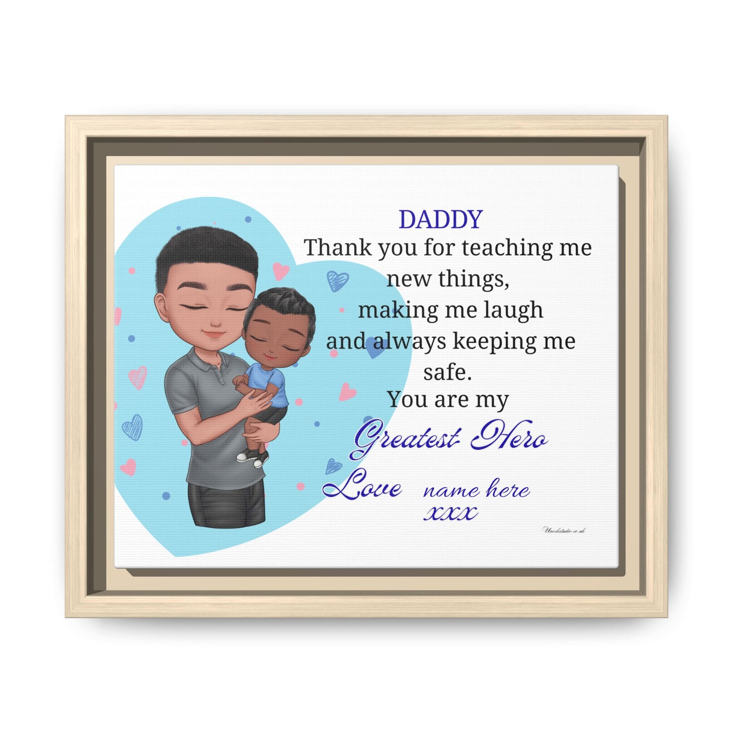 Personalized "Daddy — You Are My Greatest Hero" Framed Canvas Print
