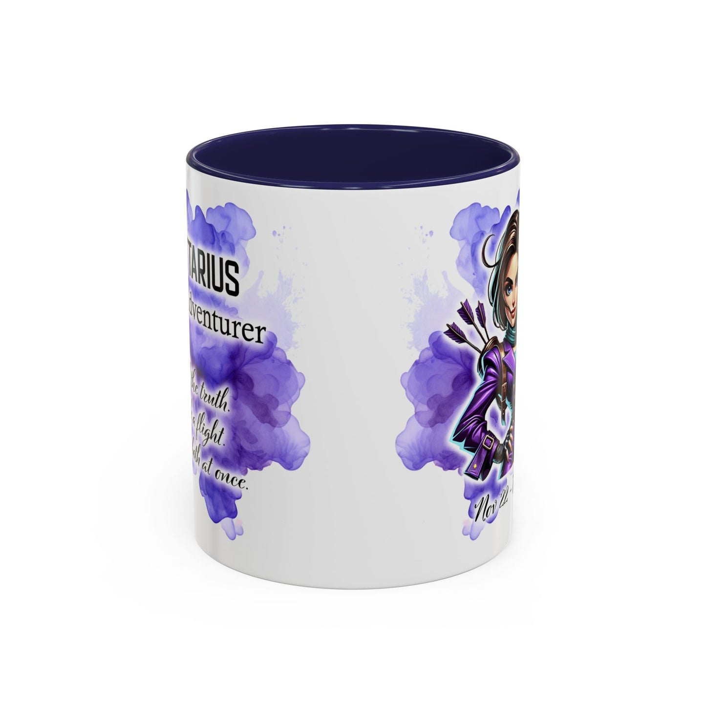 Sagittarius Zodiac Coffee Mug — Archer Girl Illustration, Nov 22–Dec 21