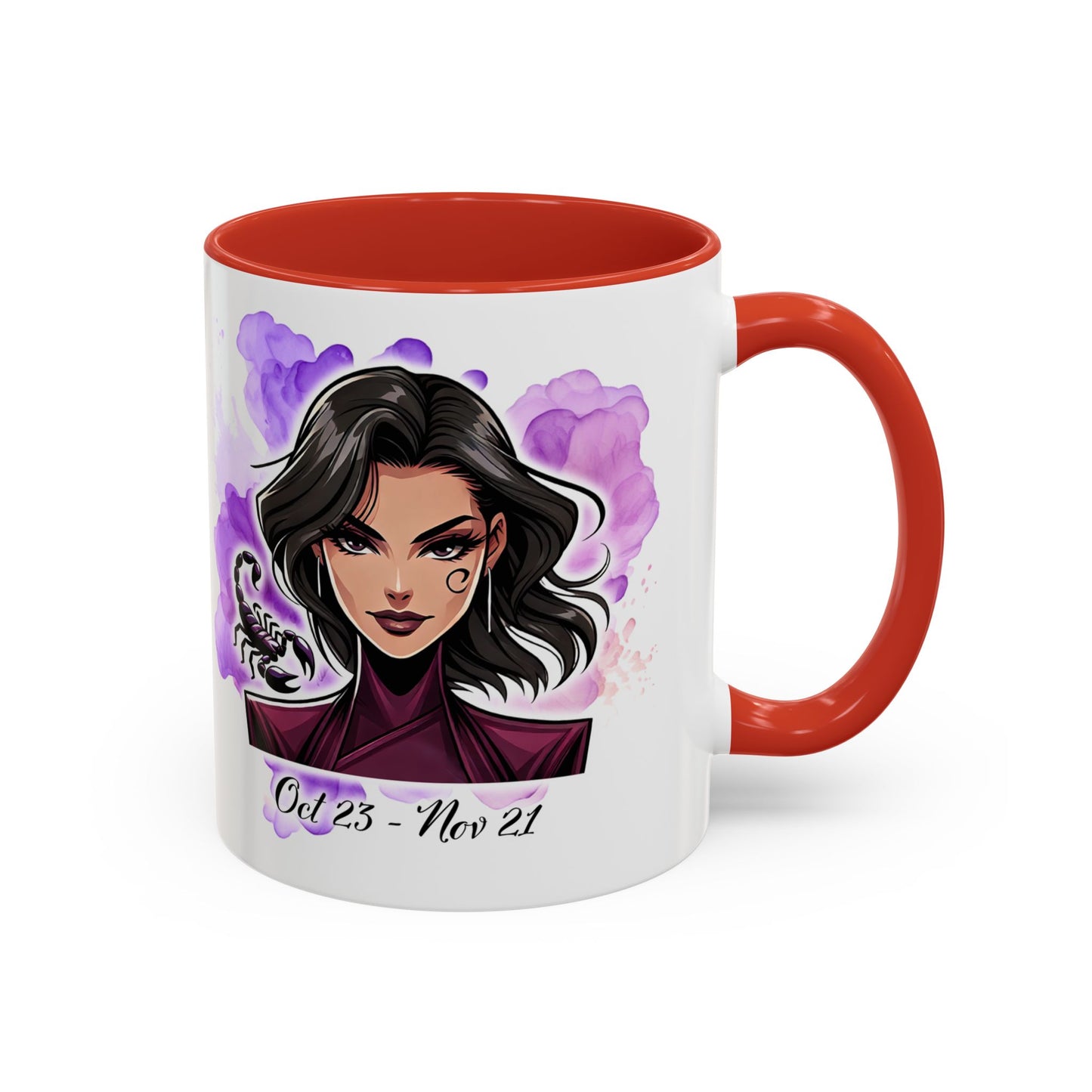 Scorpio Accent Coffee Mug — Zodiac Scorpio Girl Design (Oct 23–Nov 21)