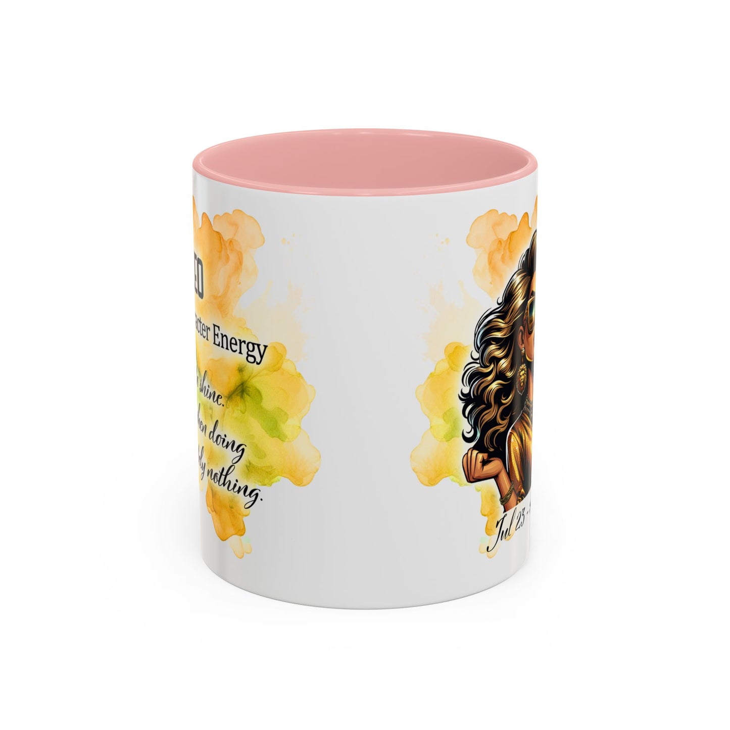 Leo Zodiac Coffee Mug — "I Am the Sun" Afro Woman Design (July 23–Aug 22)