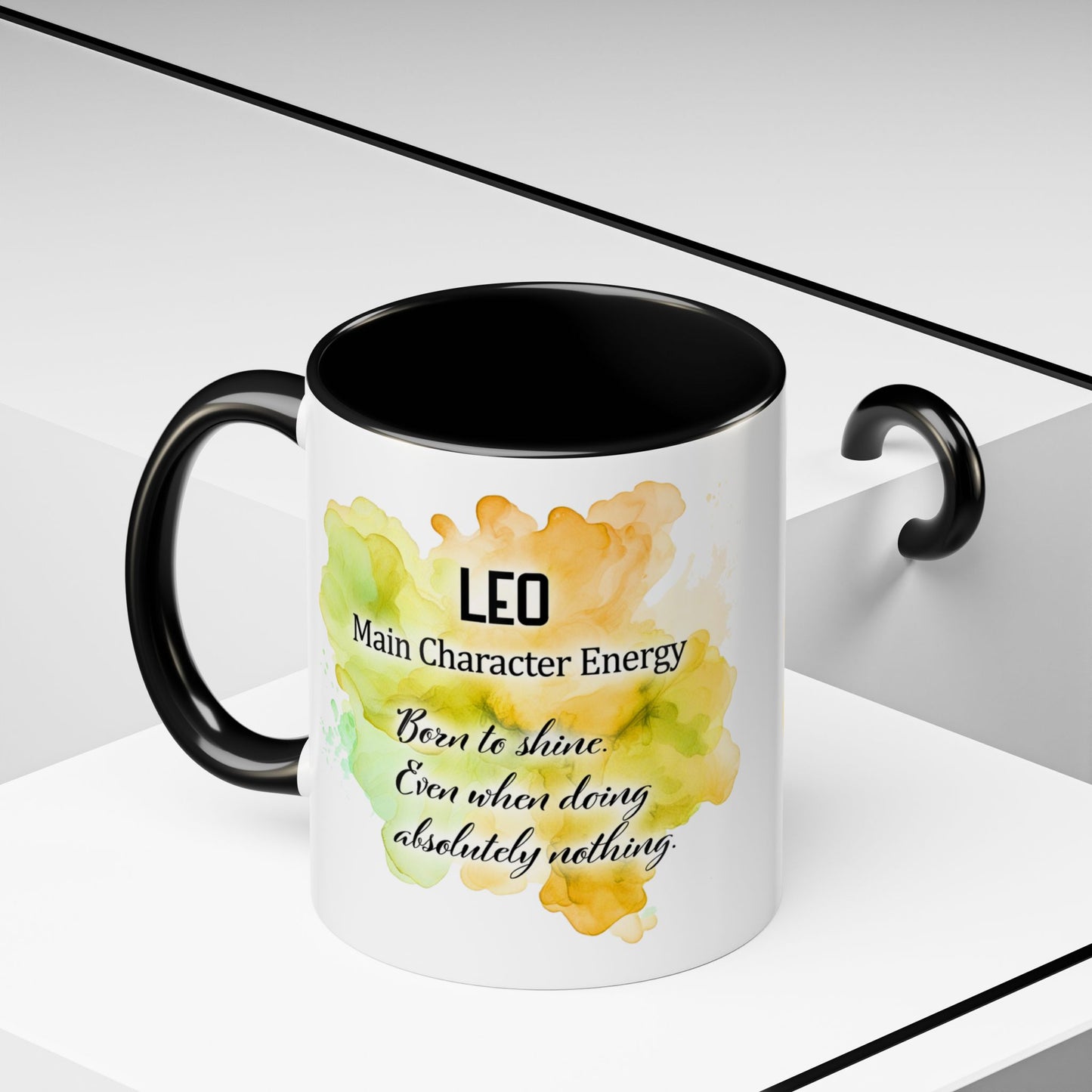 Leo Zodiac Coffee Mug — "I Am the Sun" Afro Woman Design (July 23–Aug 22)