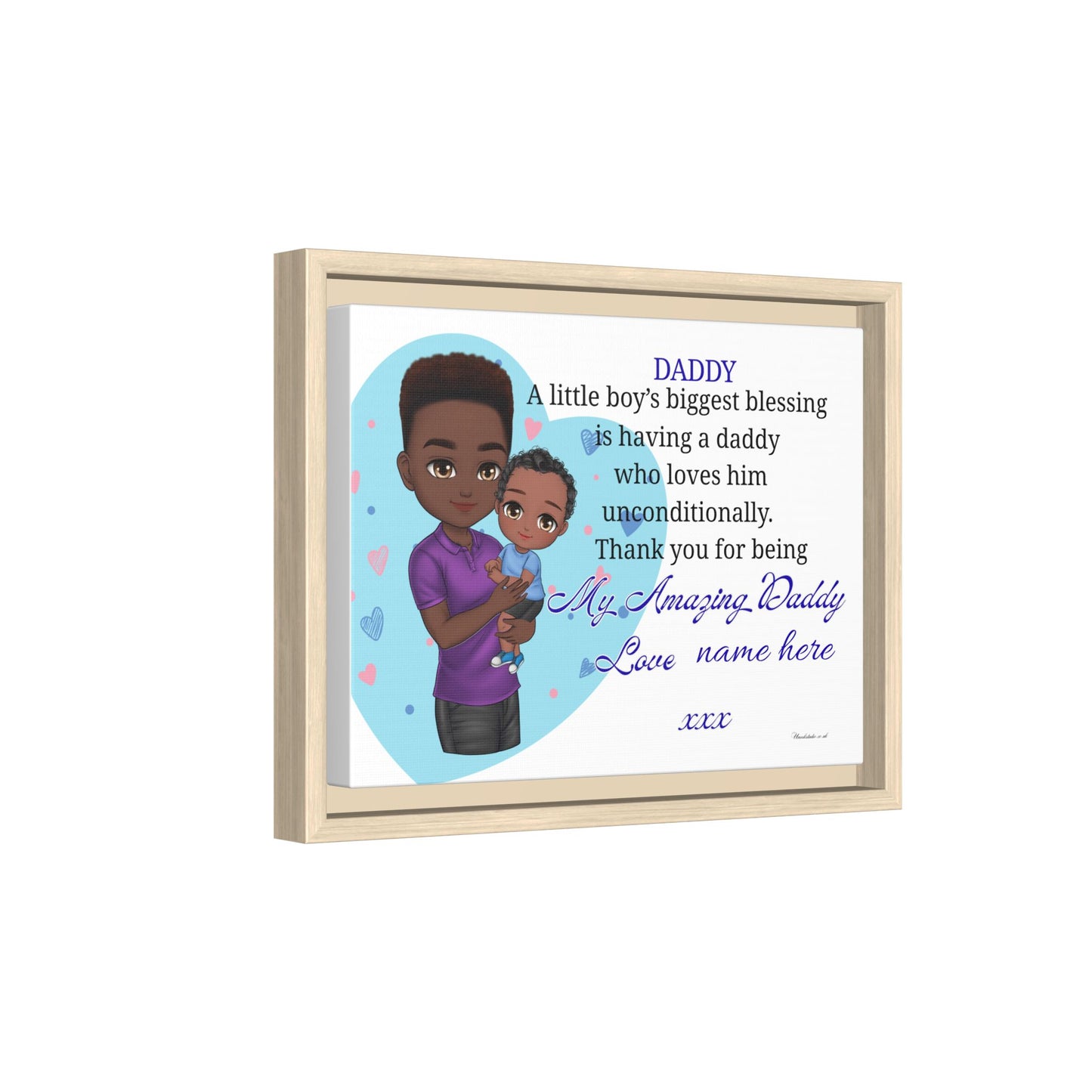 Framed Canvas Print — "Daddy: A little boy’s biggest blessing" Personalized Father’s Day Gift