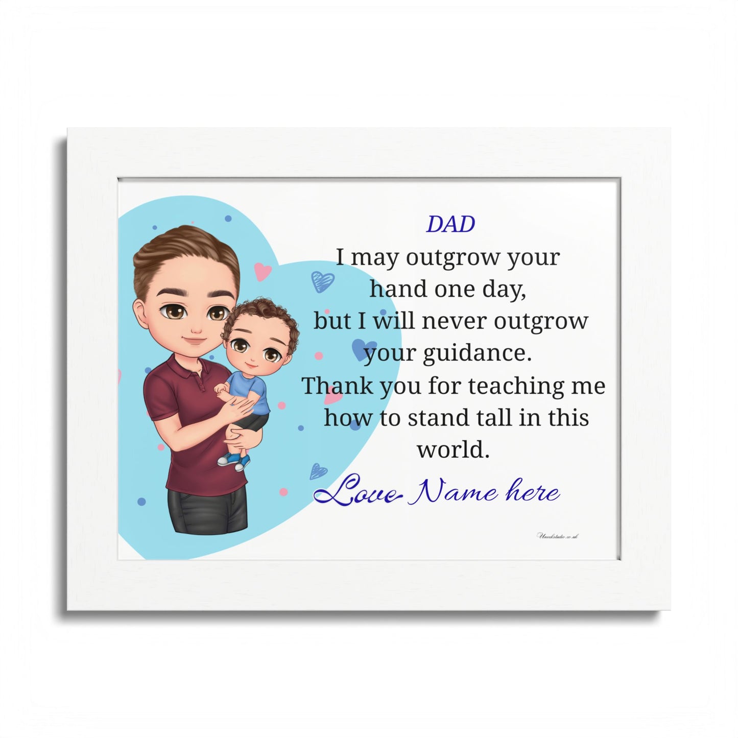 Dad Love Framed Poster — "I May Outgrow Your Hand" Personalized Wall Art