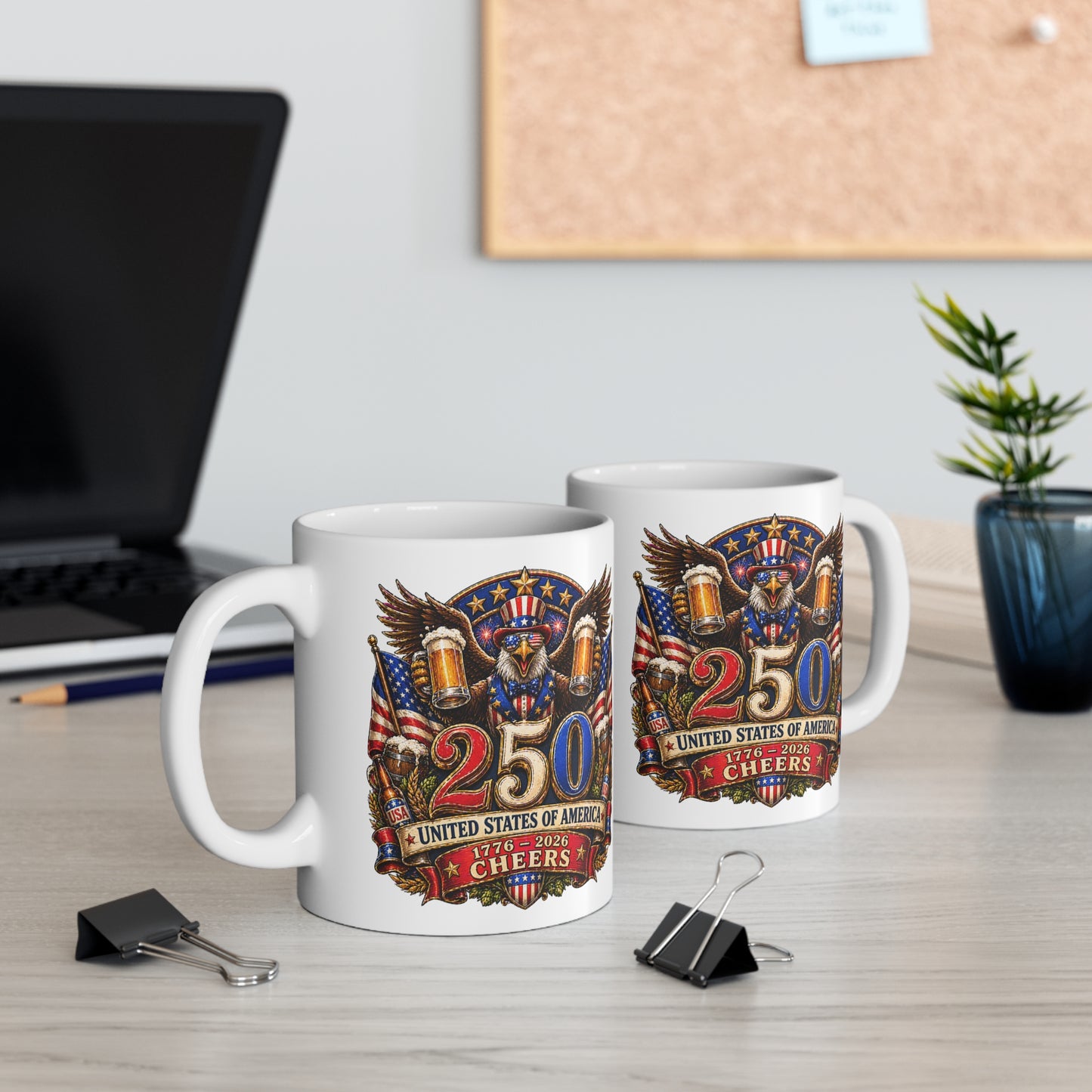 250th Anniversary Patriotic Mug — “25 Cheers” USA Eagle Beer Stein Design
