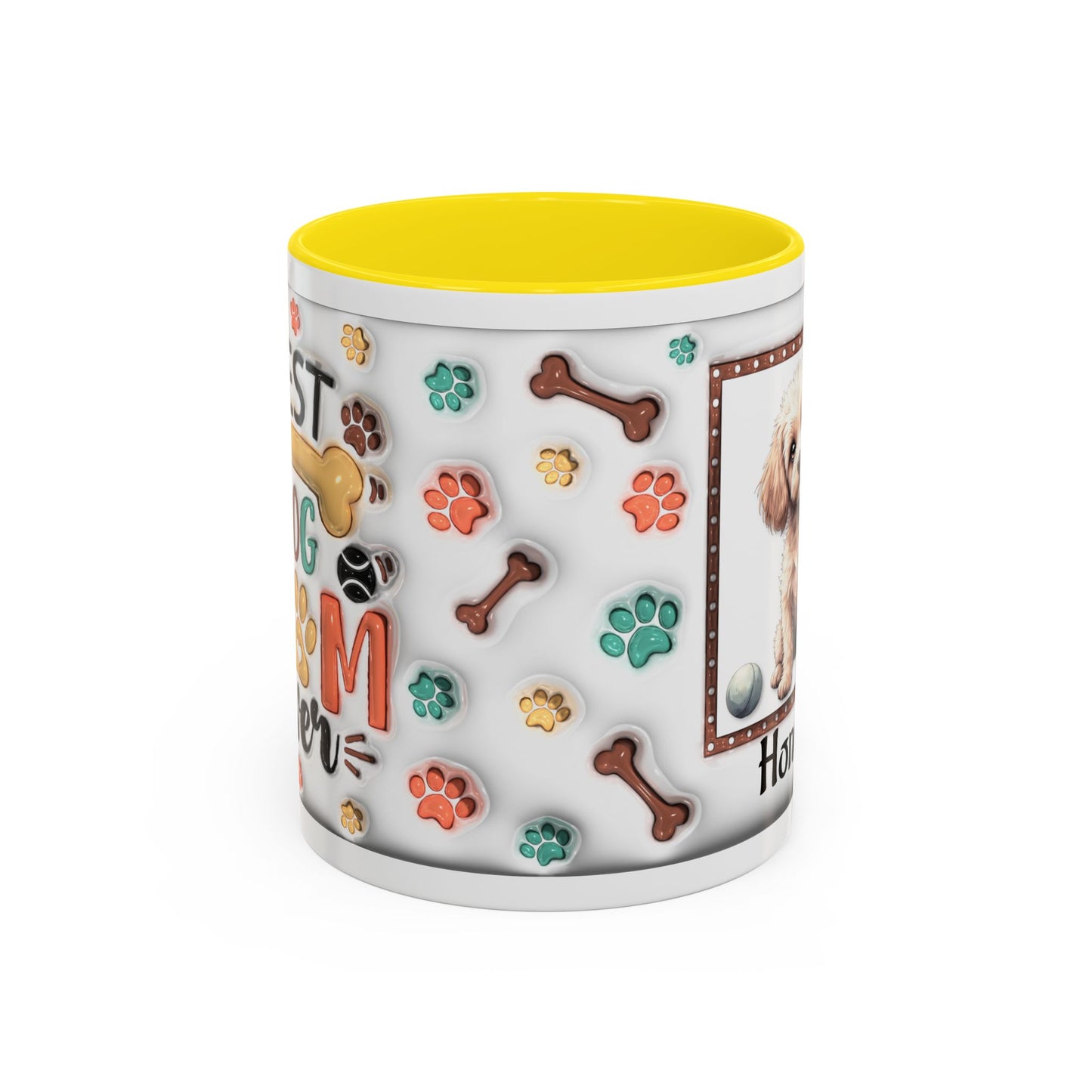 Personalized Puppy Photo Coffee Mug — Cute Paw Print Accent Mug (Custom Name)