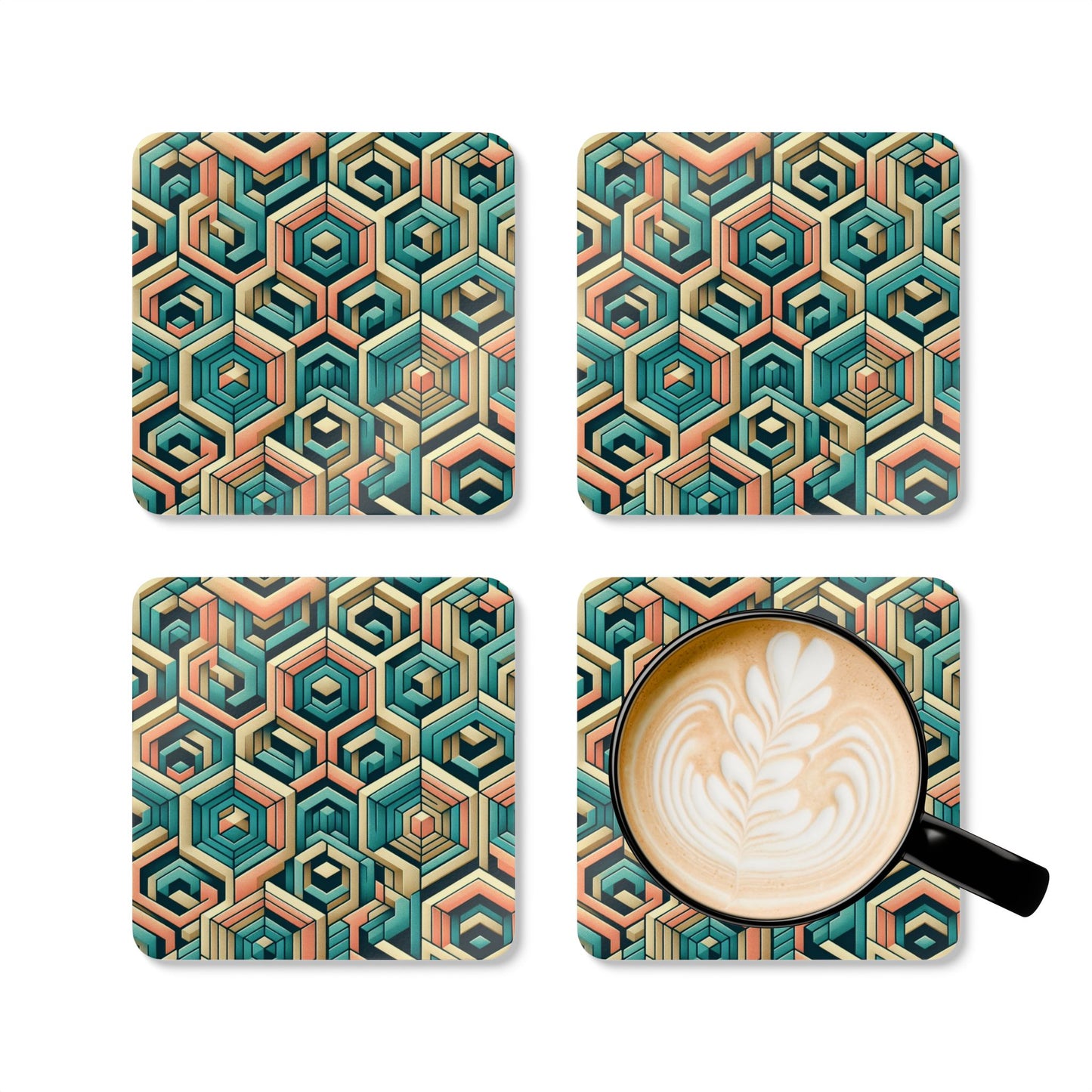 Geometric Cork Coaster Set