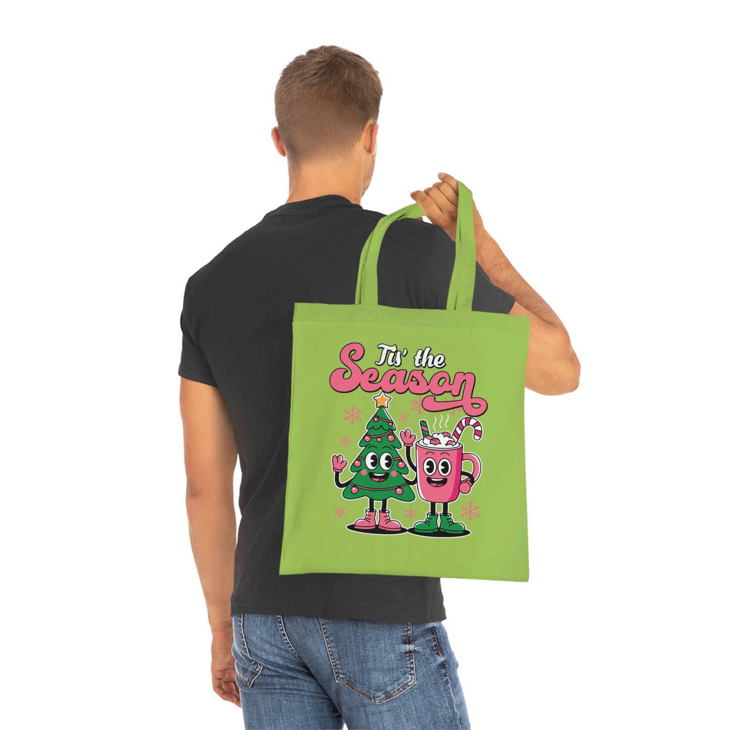 'Tis the Season Christmas Tree & Hot Cocoa Cute Holiday Cotton Tote