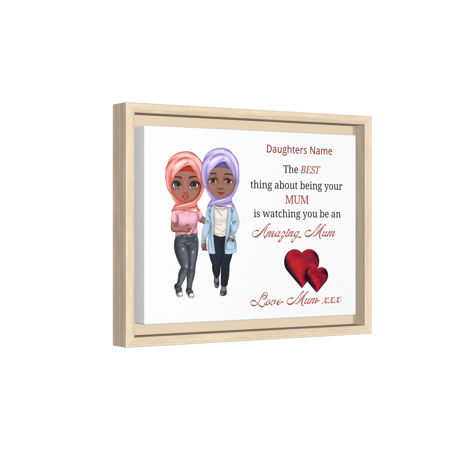 Personalised Muslim Mum Framed Canvas — 'The Best Thing About Being Your Mum' Gift