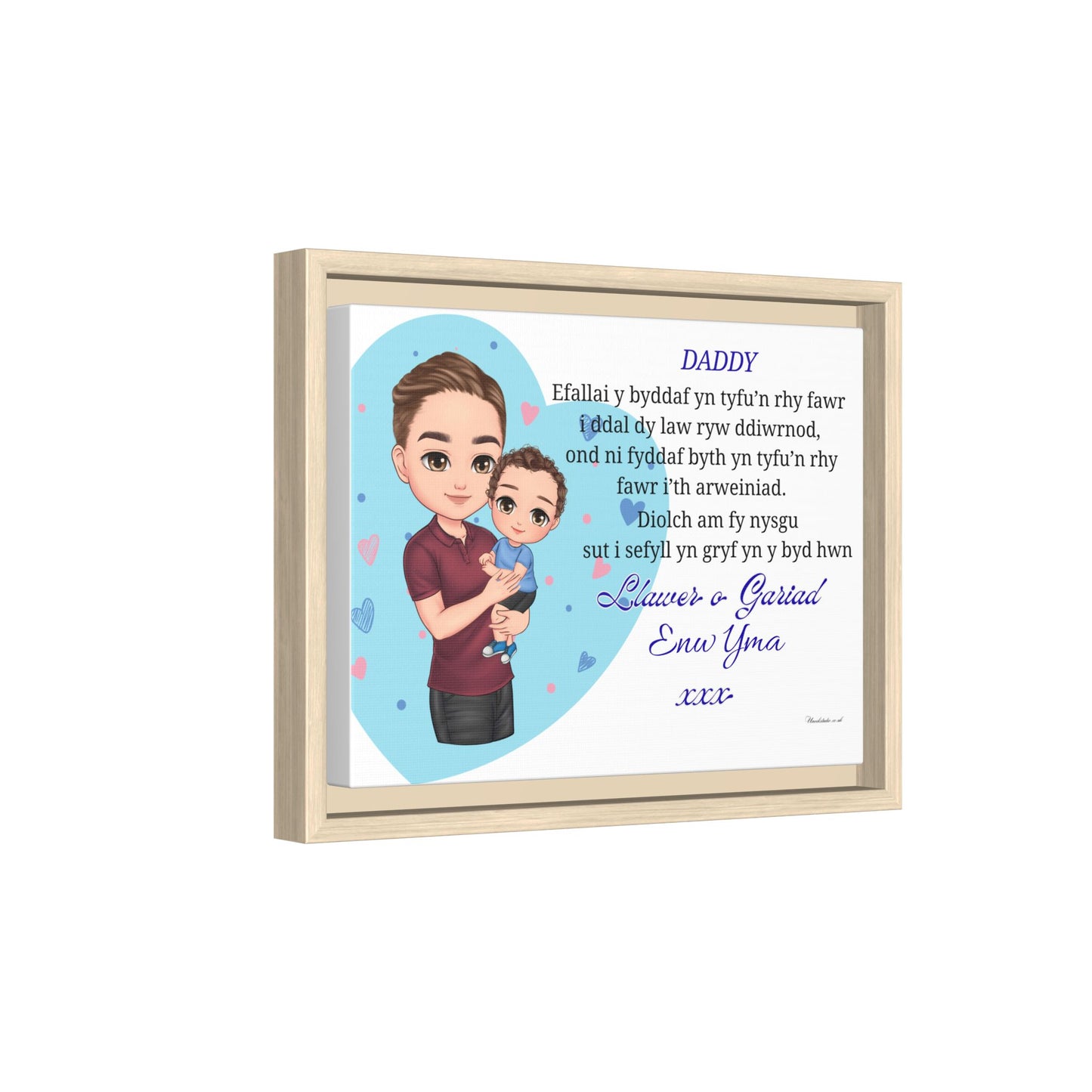 Personalised Welsh Father’s Day Canvas | Daddy Gift From Child | Custom Welsh Wall Art for Dad