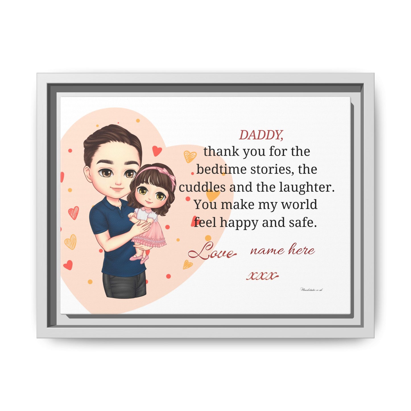Framed Matte Canvas — "Daddy, thank you for the bedtime stories" Personalized Father’s Day Gift