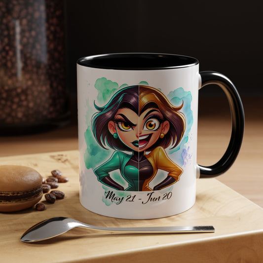 Gemini Zodiac Coffee Mug – May 21–June 20 Astrological Twin Design (Accent 11/15oz)