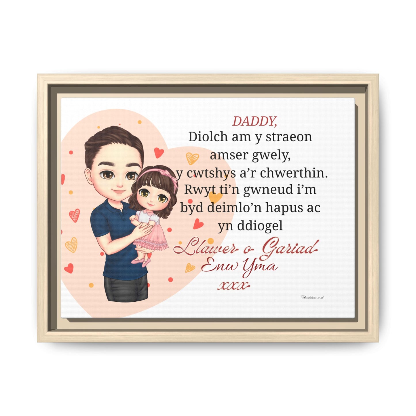 Personalised Welsh Father’s Day Canvas | Daddy Gift From Child | Custom Welsh Wall Art for Dad