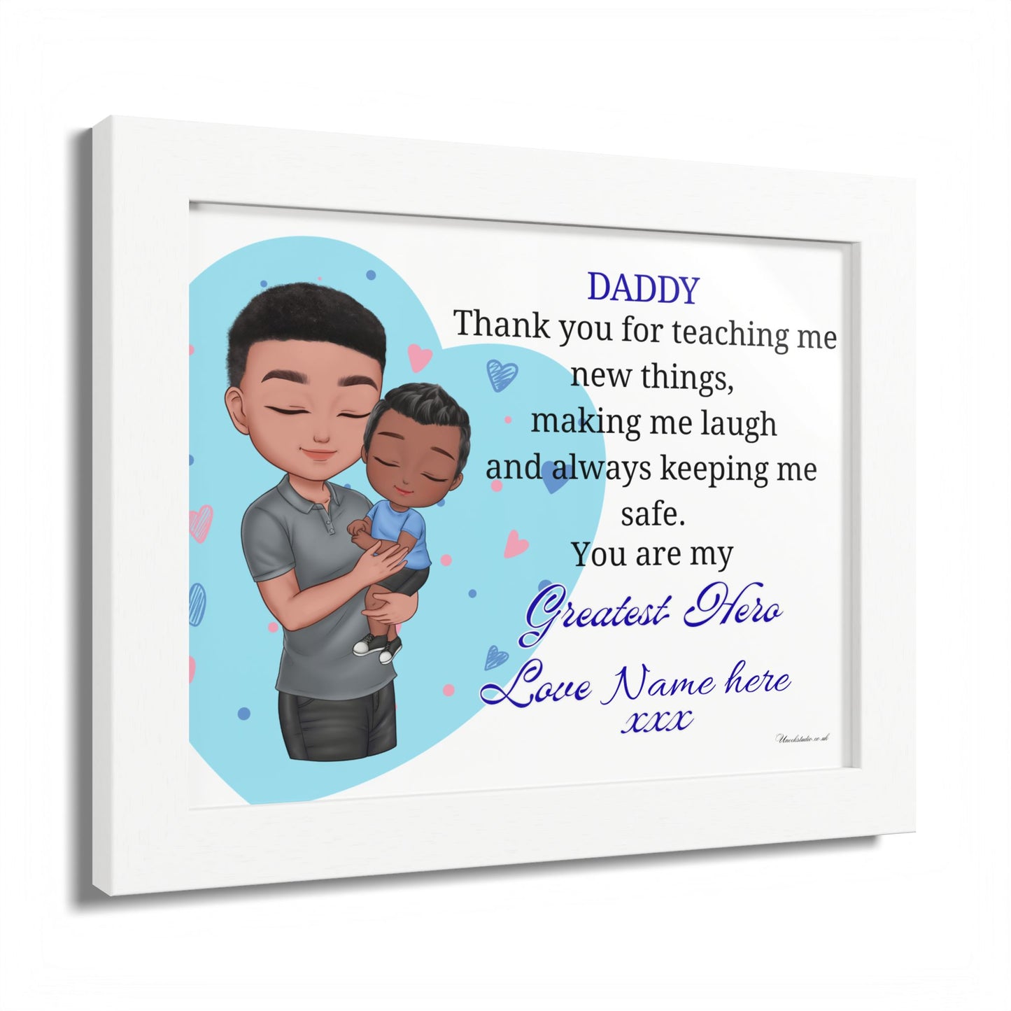 Framed Poster - "Daddy, You Are My Greatest Hero" Personalized Wall Art