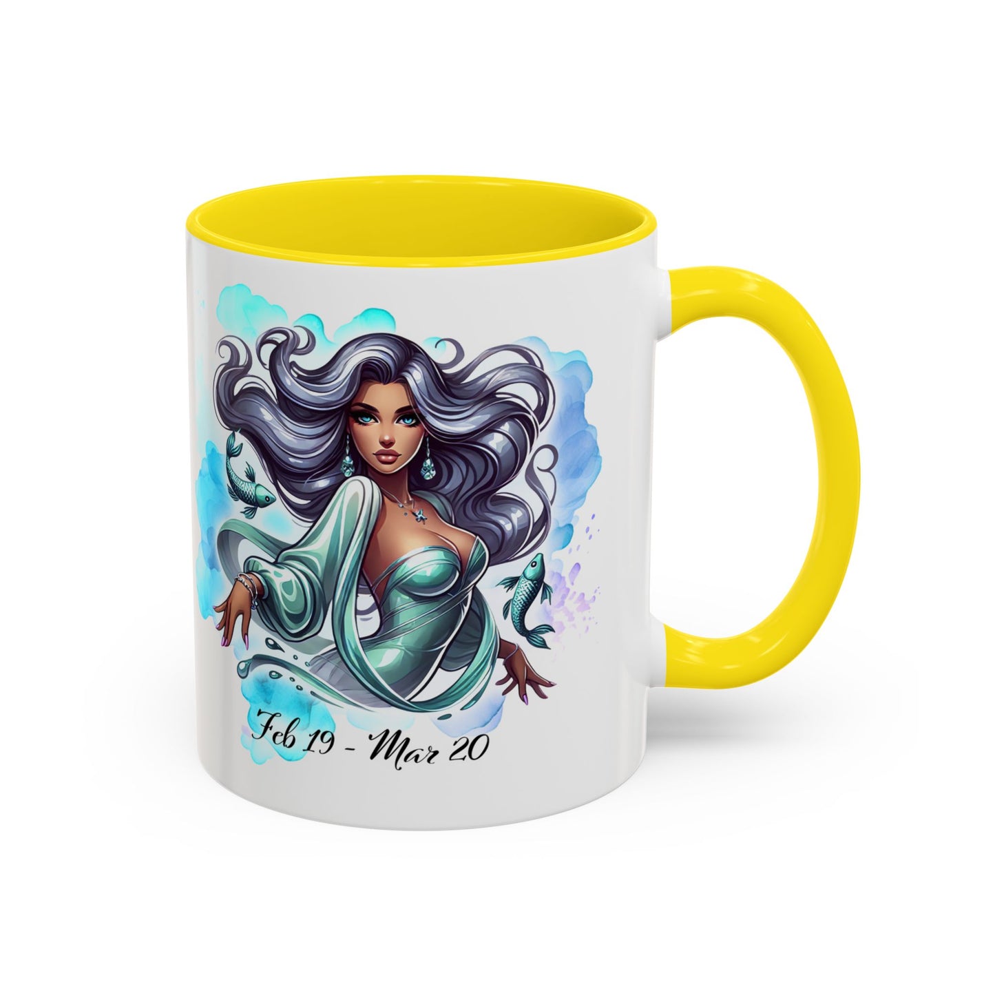 Pisces Zodiac Coffee Mug — Watercolor Mermaid Horoscope Accent Mug (Feb 19–Mar 20)