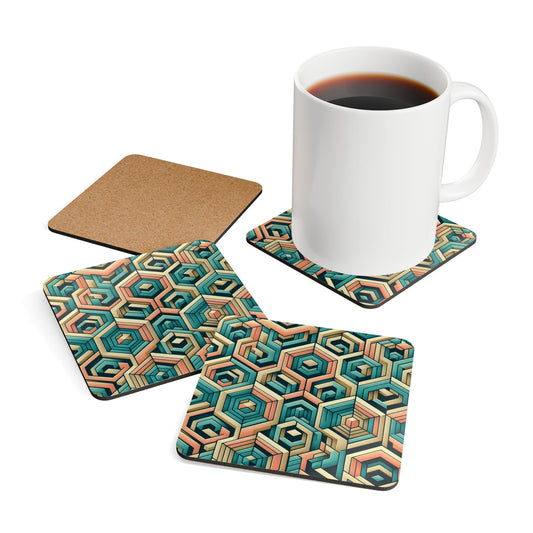 Geometric Cork Coaster Set
