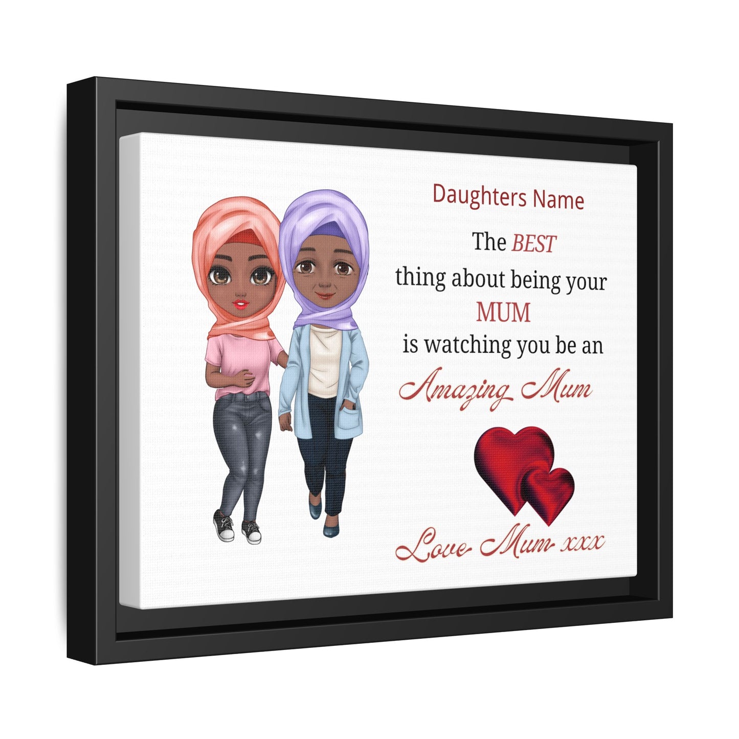 Personalised Muslim Mum Framed Canvas — 'The Best Thing About Being Your Mum' Gift