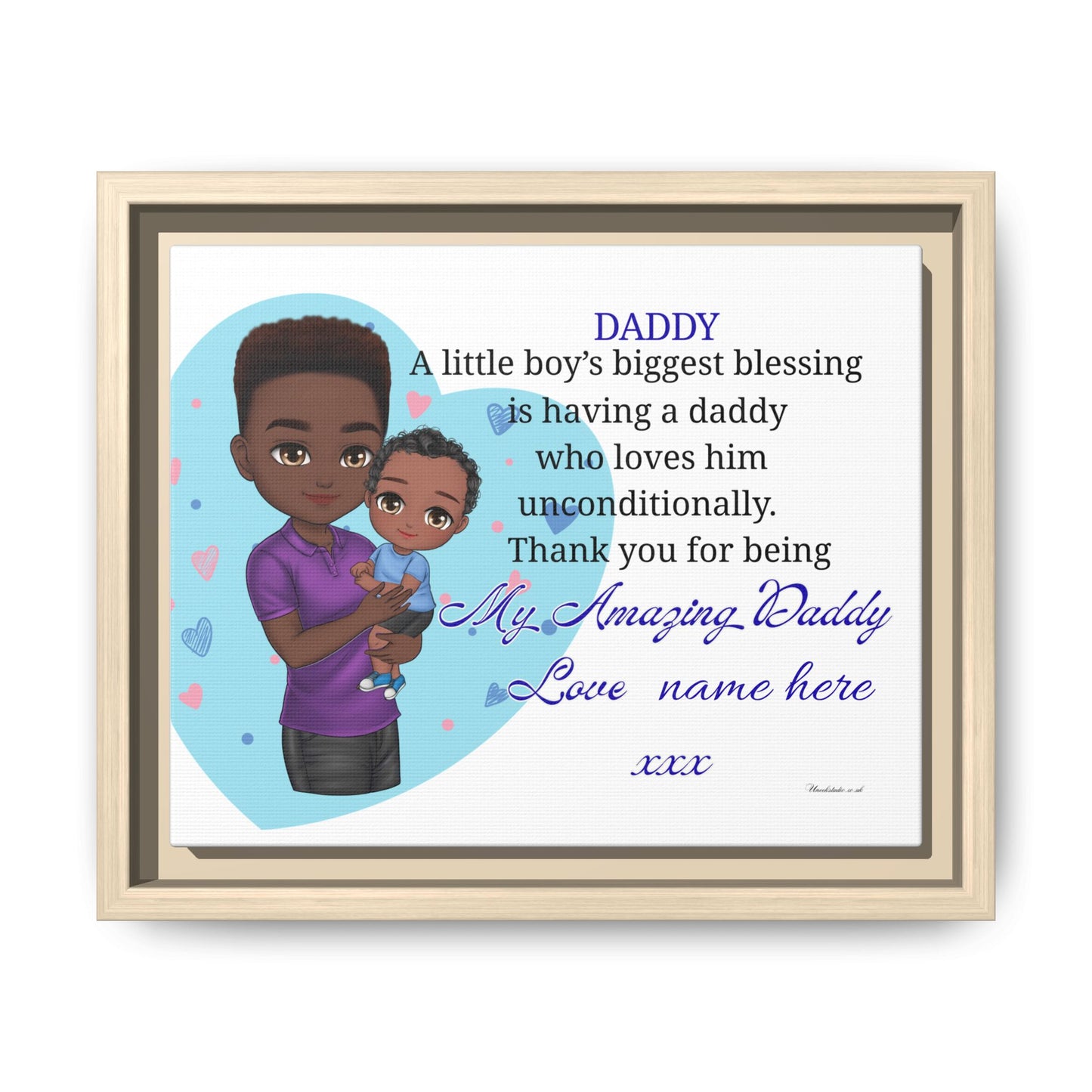 Framed Canvas Print — "Daddy: A little boy’s biggest blessing" Personalized Father’s Day Gift