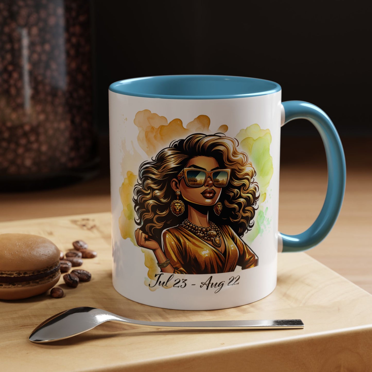 Leo Zodiac Coffee Mug — "I Am the Sun" Afro Woman Design (July 23–Aug 22)
