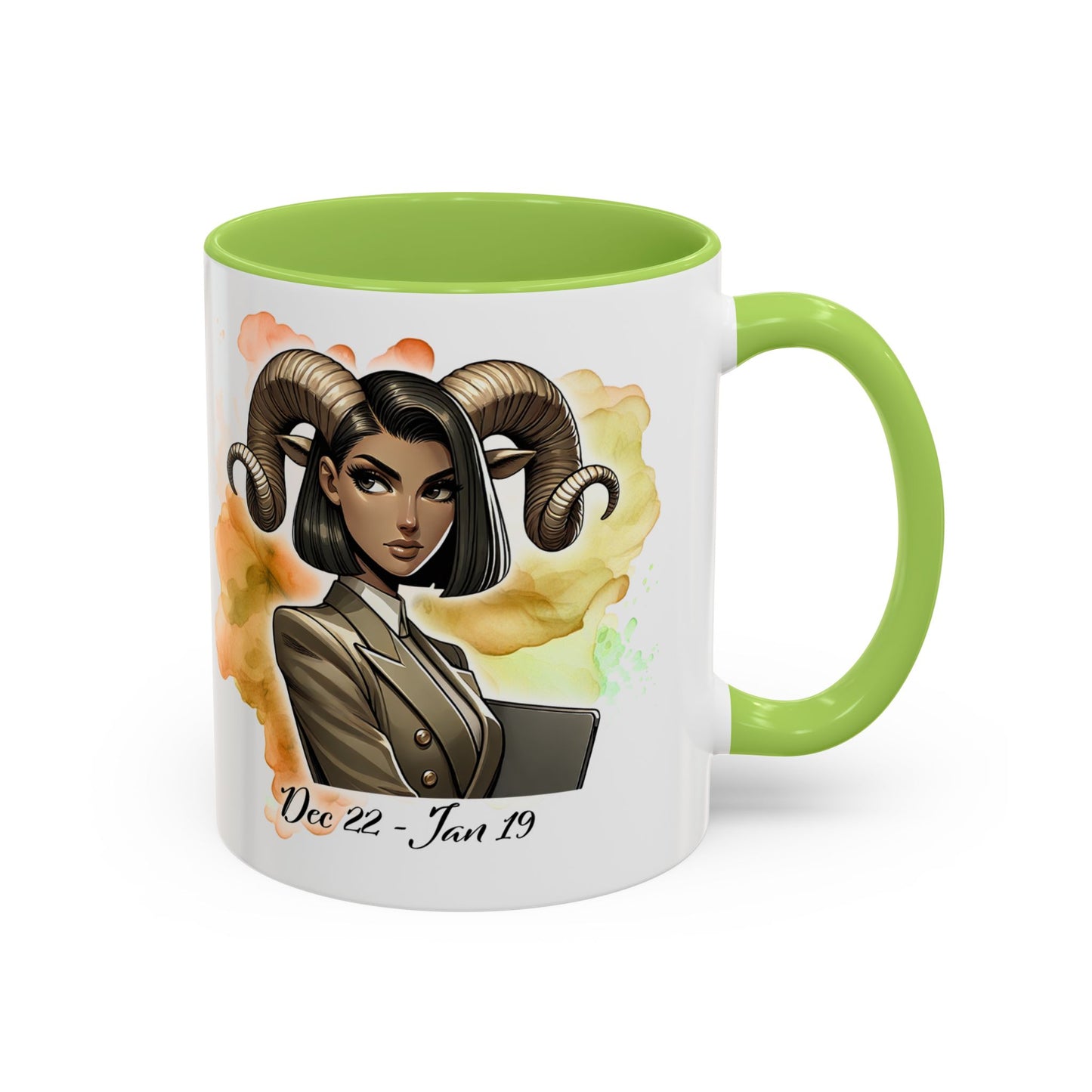 Aries Zodiac Coffee Mug — 'Dec 22 - Jan 19' Ram Girl Accent Mug
