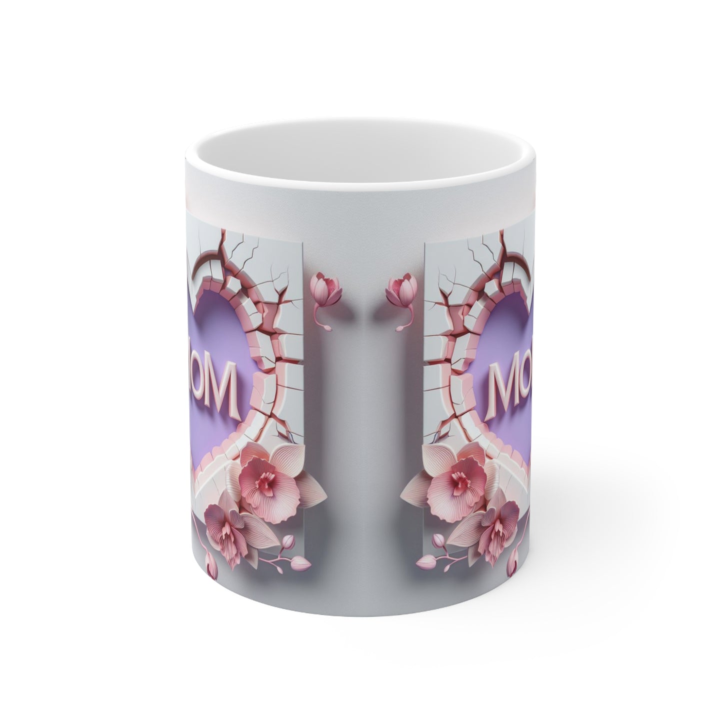 Mom Heart Floral Ceramic Coffee Mug — Mother's Day Gift (11oz & 15oz)