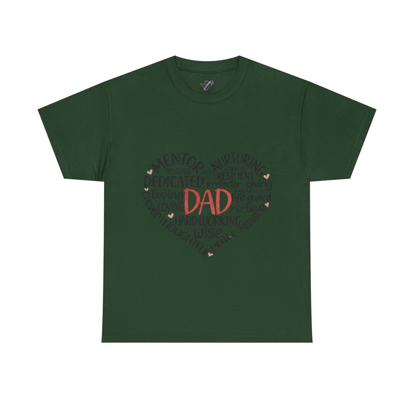 Dad Word Cloud Heart T-Shirt — Father’s Day Gift, Loving & Dedicated Dad Tee