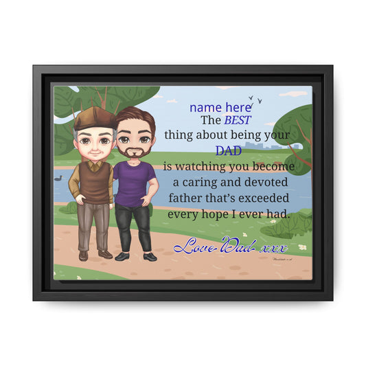 Personalized Father & Son Portrait Matte Canvas — "The Best Thing About Being Your Dad" Framed Print