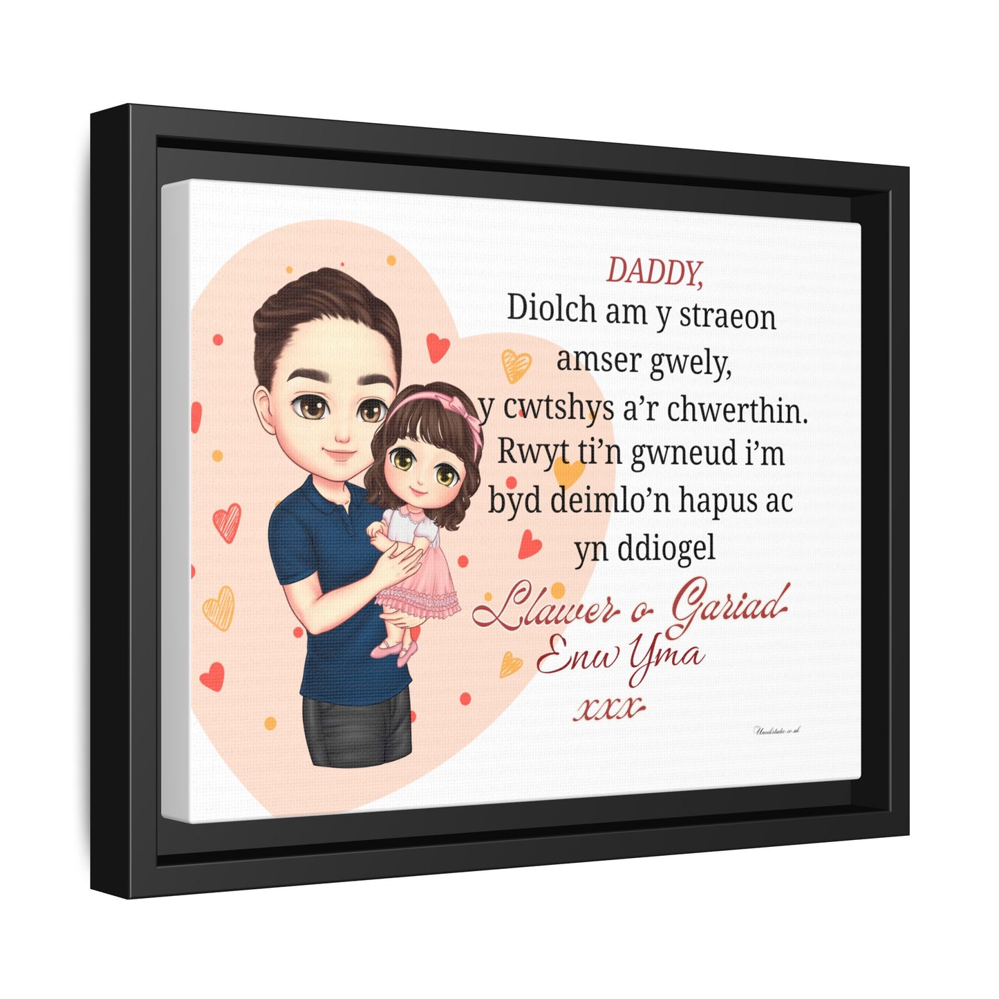 Personalised Welsh Father’s Day Canvas | Daddy Gift From Child | Custom Welsh Wall Art for Dad