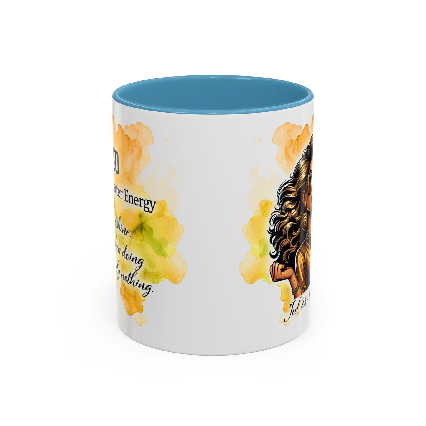 Leo Zodiac Coffee Mug — "I Am the Sun" Afro Woman Design (July 23–Aug 22)
