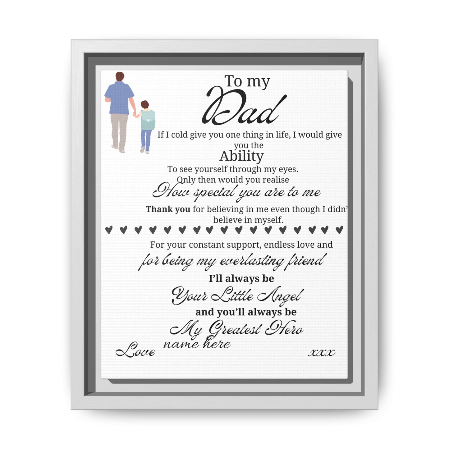 Framed Canvas Print — "To My Dad" Sentimental Poem, Personalized Gift