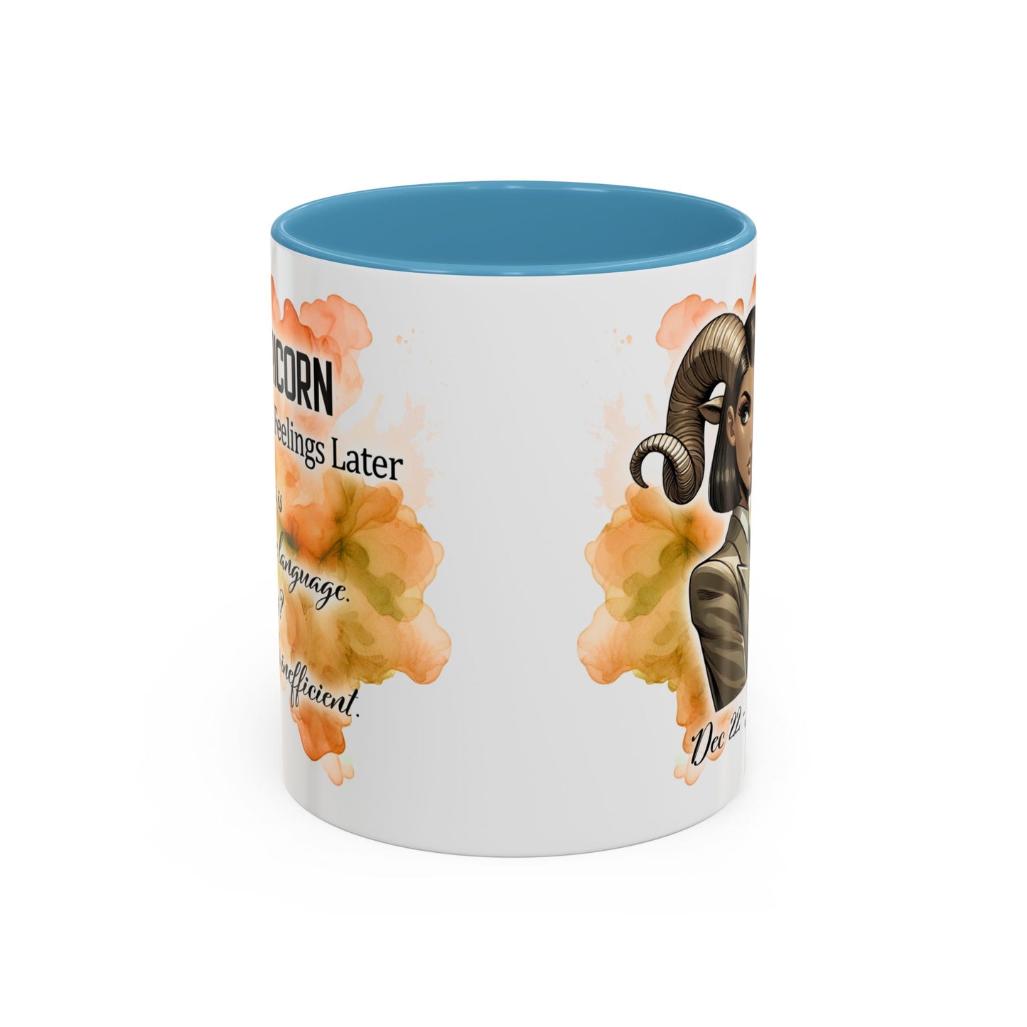 Aries Zodiac Coffee Mug — 'Dec 22 - Jan 19' Ram Girl Accent Mug
