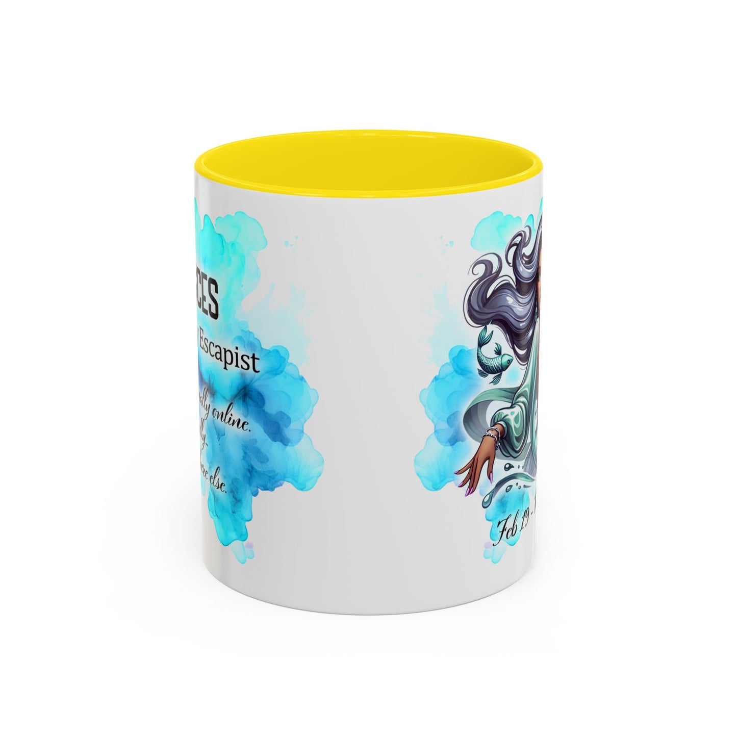 Pisces Zodiac Coffee Mug — Watercolor Mermaid Horoscope Accent Mug (Feb 19–Mar 20)