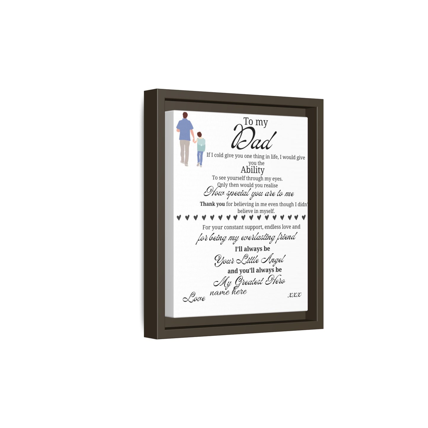 Framed Canvas Print — "To My Dad" Sentimental Poem, Personalized Gift
