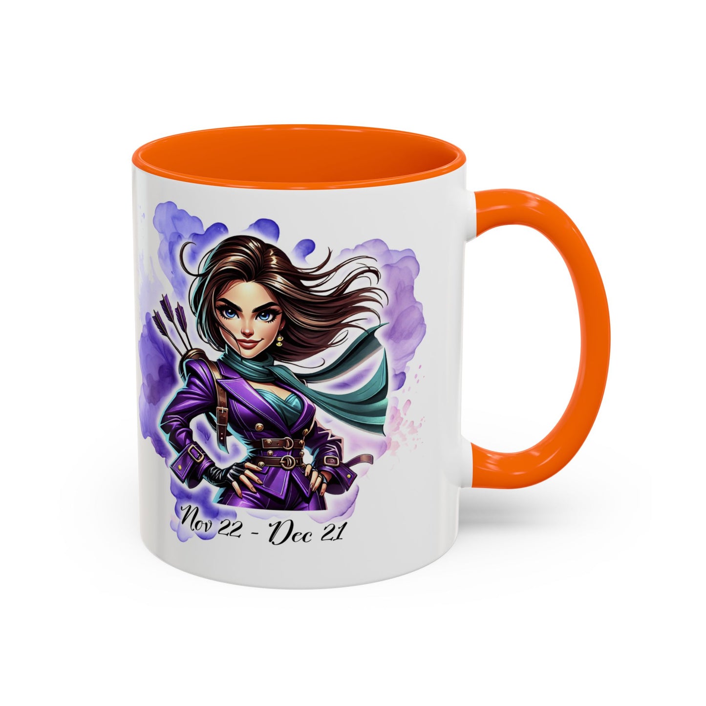 Sagittarius Zodiac Coffee Mug — Archer Girl Illustration, Nov 22–Dec 21