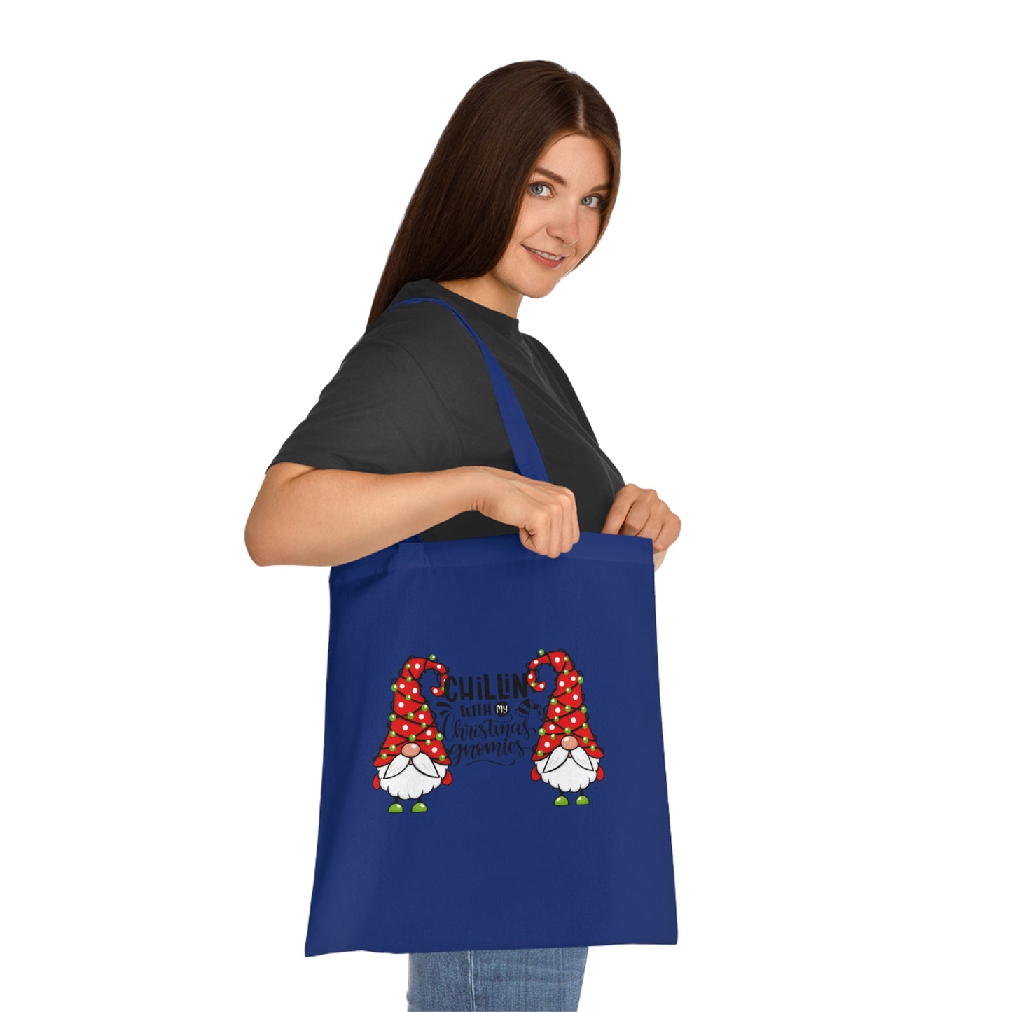 Chillin With My Gnomies Cotton Tote | Christmas Gnome Illustration