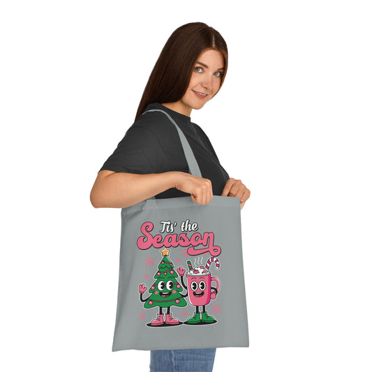'Tis the Season Christmas Tree & Hot Cocoa Cute Holiday Cotton Tote