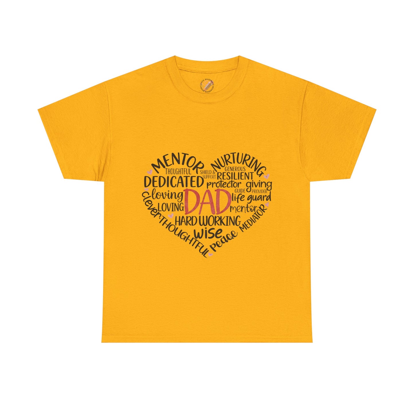 Dad Word Cloud Heart T-Shirt — Father’s Day Gift, Loving & Dedicated Dad Tee