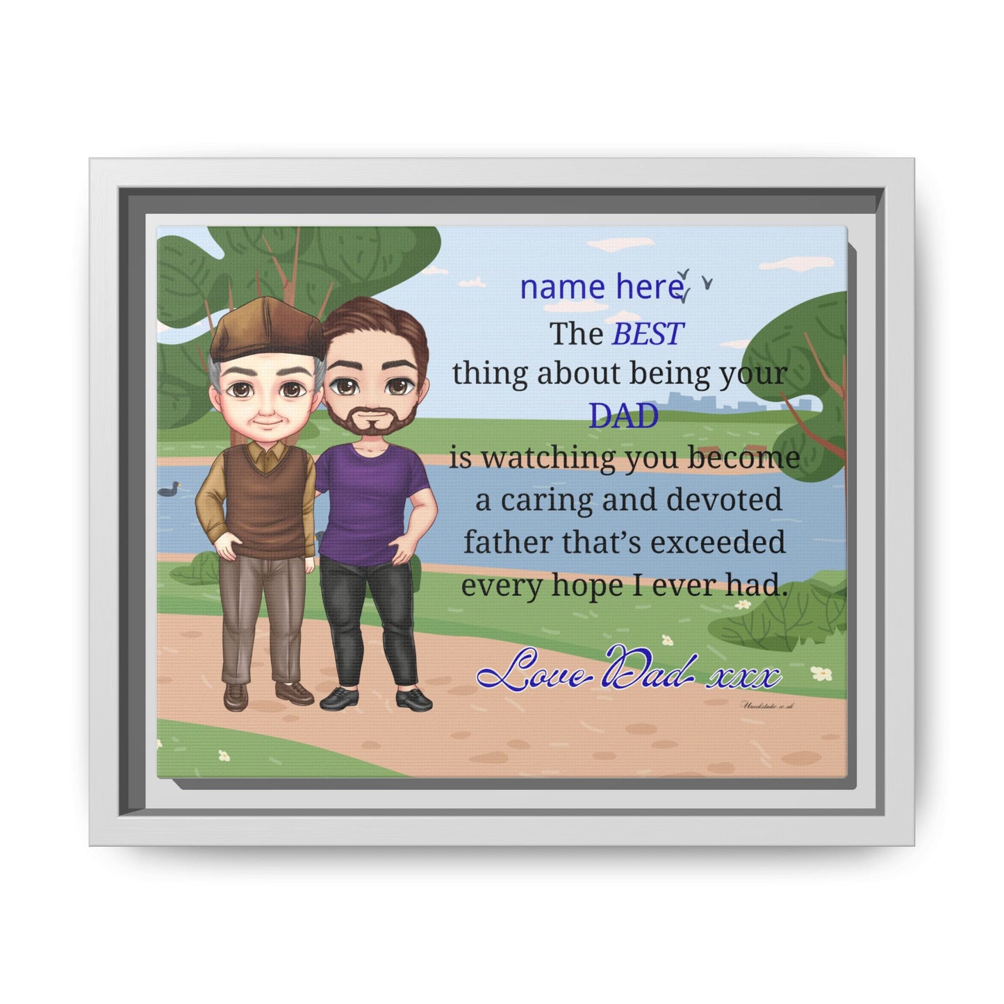 Personalized Father & Son Portrait Matte Canvas — "The Best Thing About Being Your Dad" Framed Print
