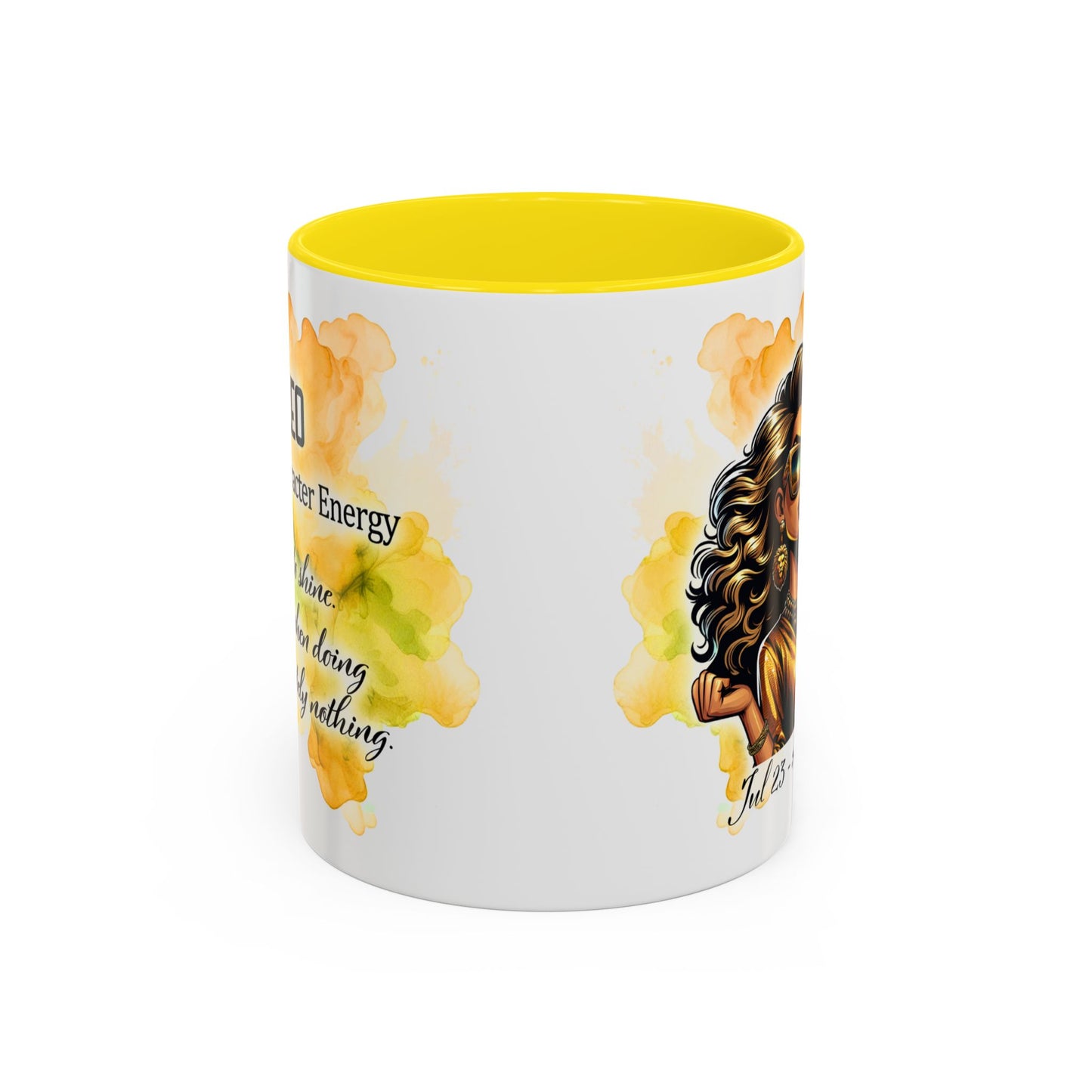 Leo Zodiac Coffee Mug — "I Am the Sun" Afro Woman Design (July 23–Aug 22)