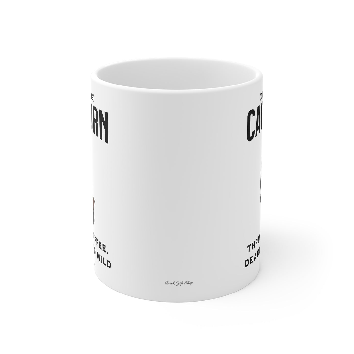 Capricorn Coffee Mug — "Thrives on Coffee, Deadlines, and Mild Disdain" Zodiac Gift