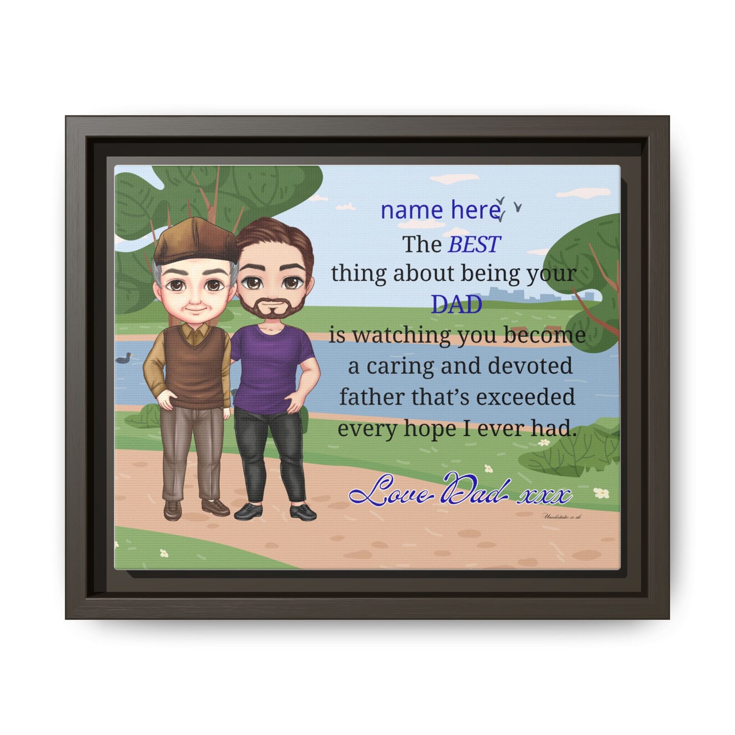 Personalized Father & Son Portrait Matte Canvas — "The Best Thing About Being Your Dad" Framed Print
