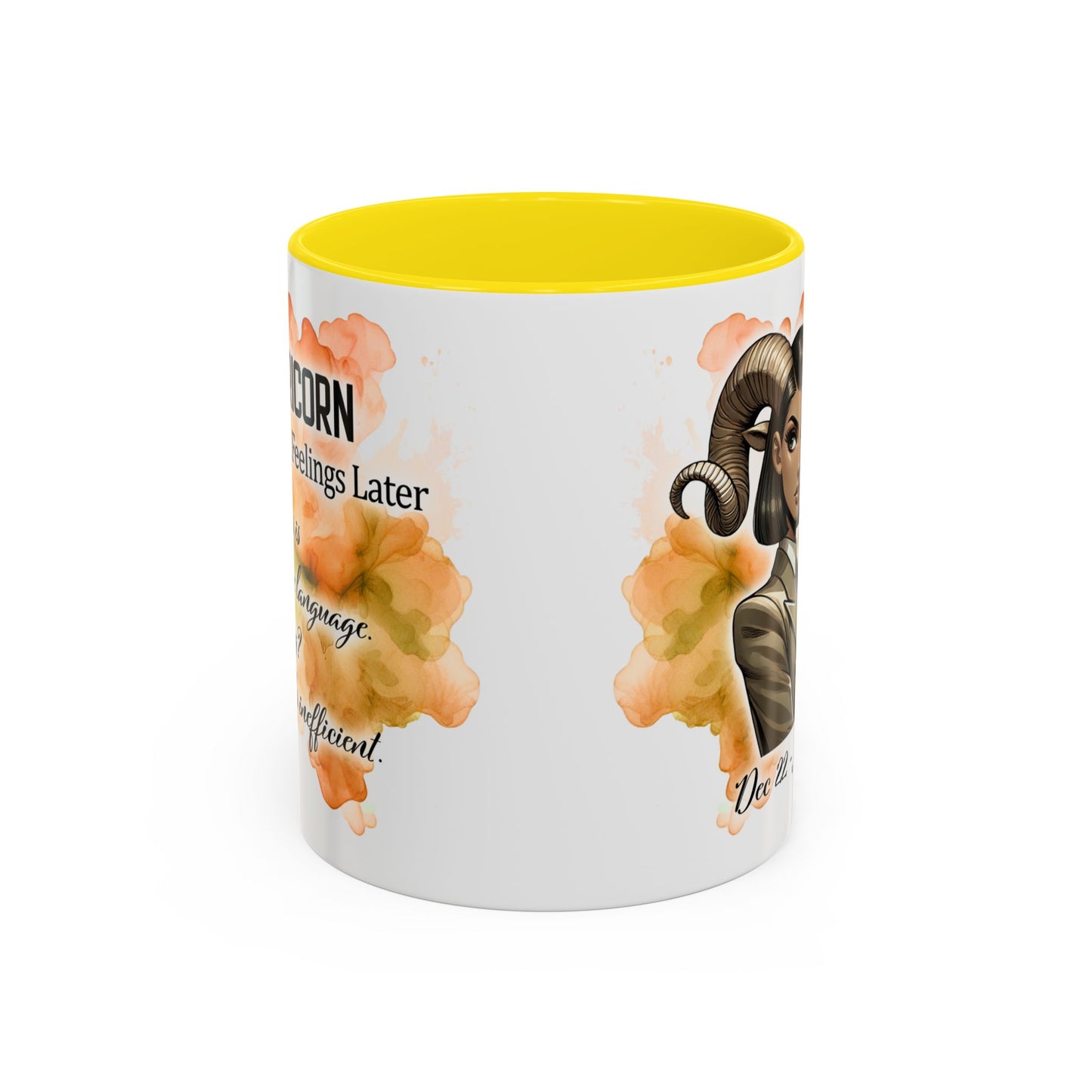 Aries Zodiac Coffee Mug — 'Dec 22 - Jan 19' Ram Girl Accent Mug