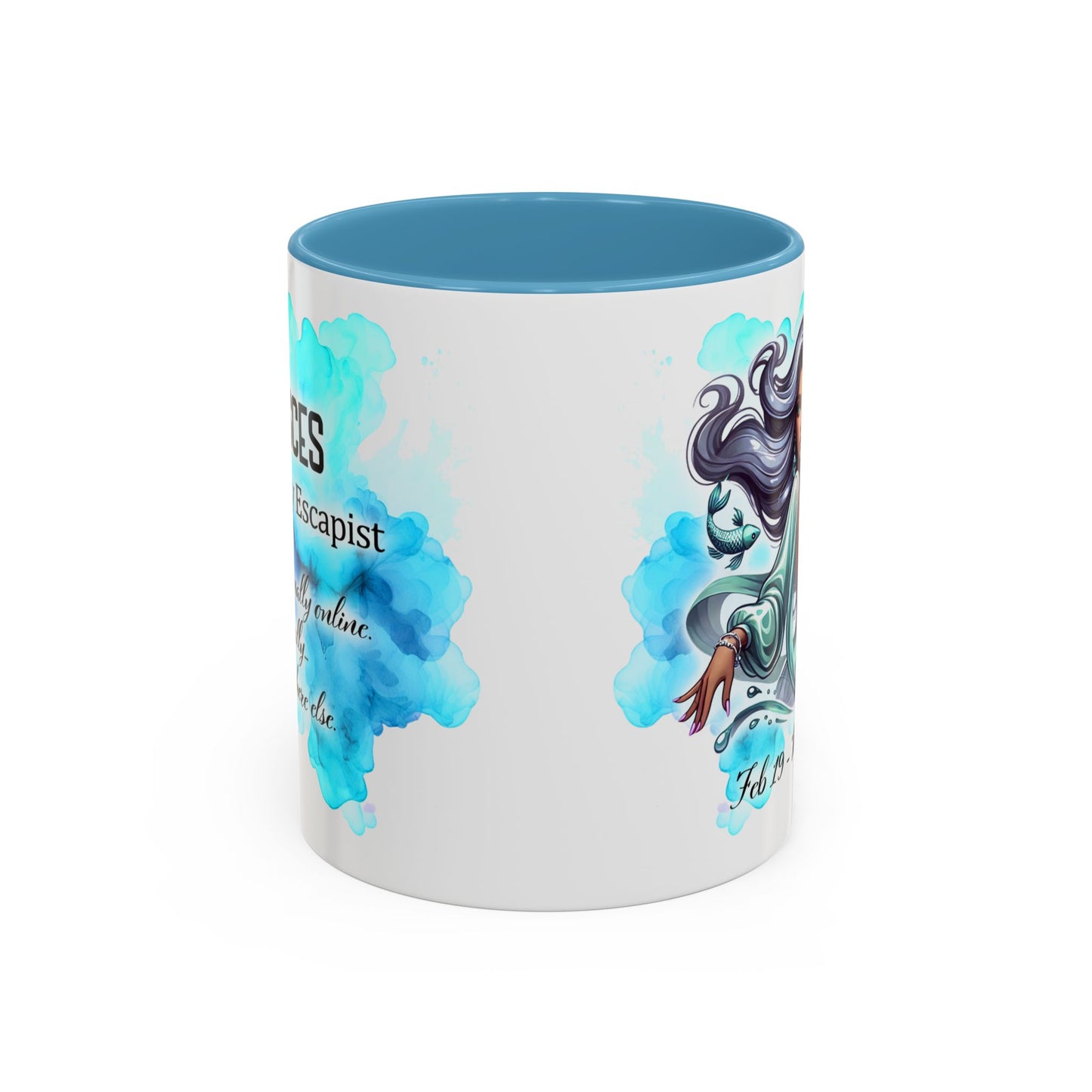 Pisces Zodiac Coffee Mug — Watercolor Mermaid Horoscope Accent Mug (Feb 19–Mar 20)