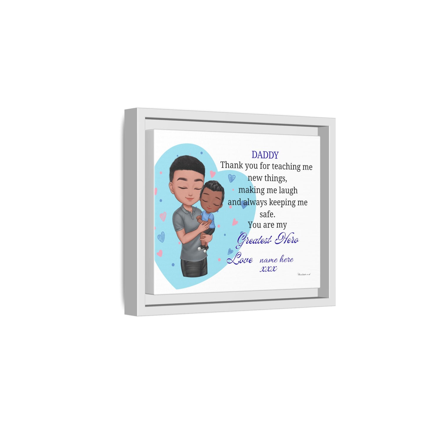 Personalized "Daddy — You Are My Greatest Hero" Framed Canvas Print