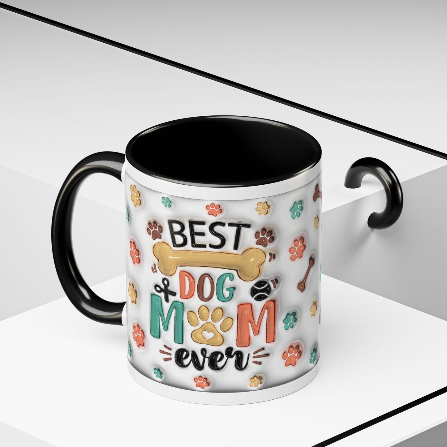 Personalized Puppy Photo Coffee Mug — Cute Paw Print Accent Mug (Custom Name)