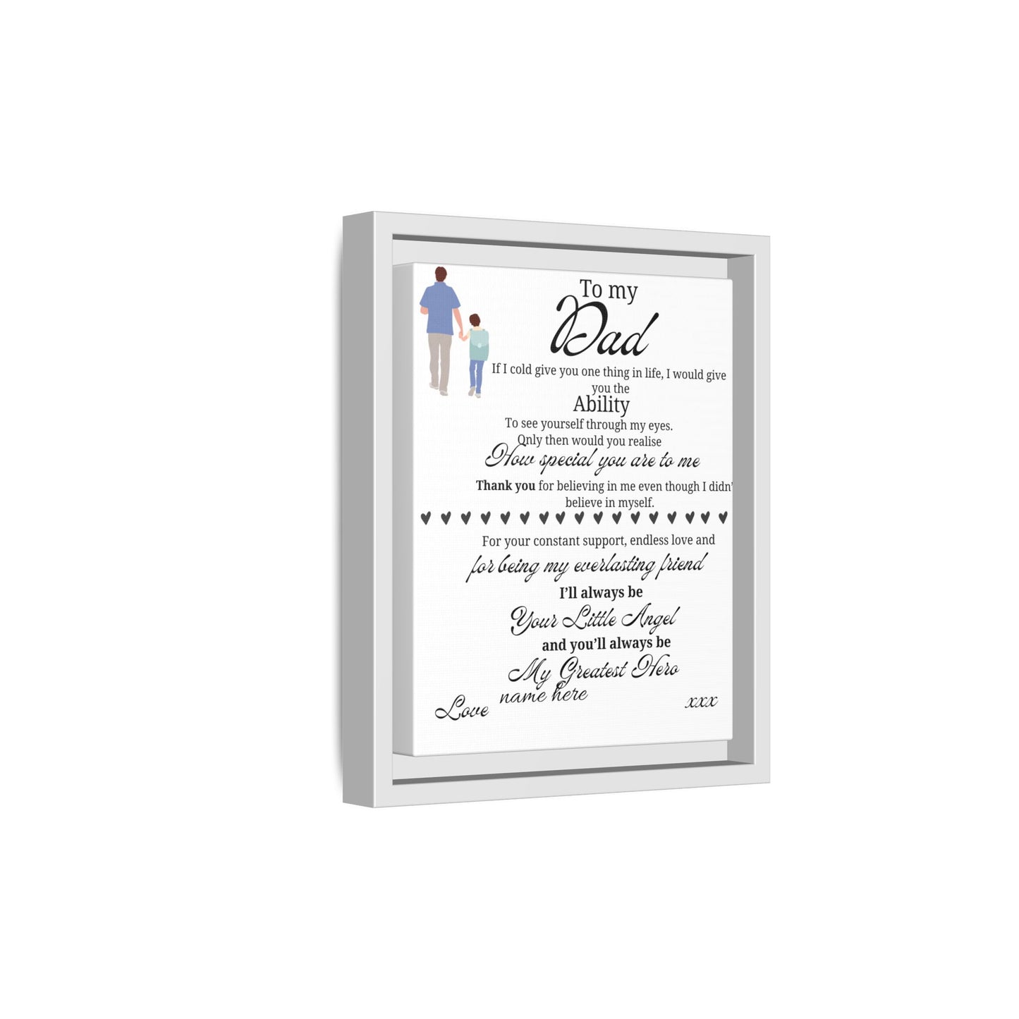 Framed Canvas Print — "To My Dad" Sentimental Poem, Personalized Gift